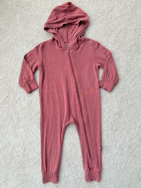 Kyte BABY Zippered Hooded Romper in Dusty Rose